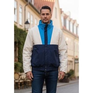 Vintage NJ's Men's Windbreaker Jacket Size L Color Block Made in USA Y2K Outdoor